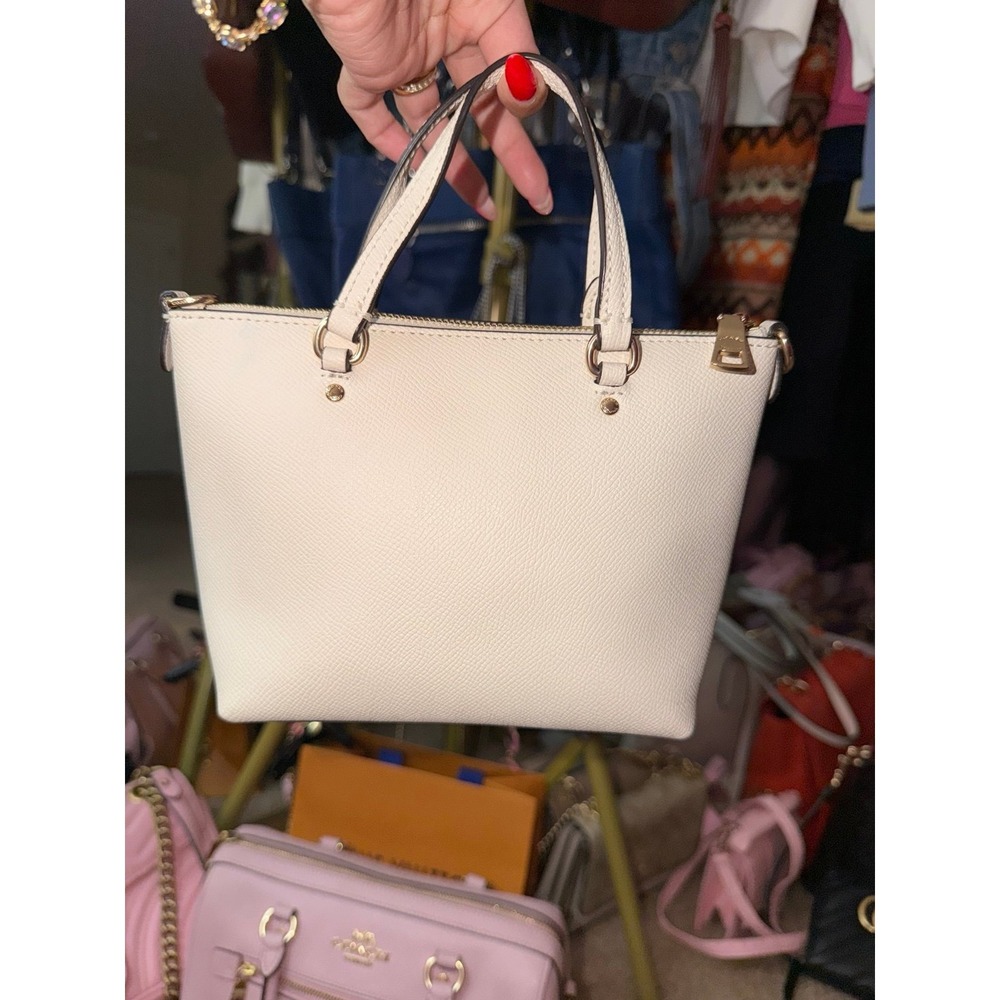 Coach Mini Leather Crossbody Tote Ivory With Crossbody Strap SUPER CUTE!!! - Picture 3 of 12